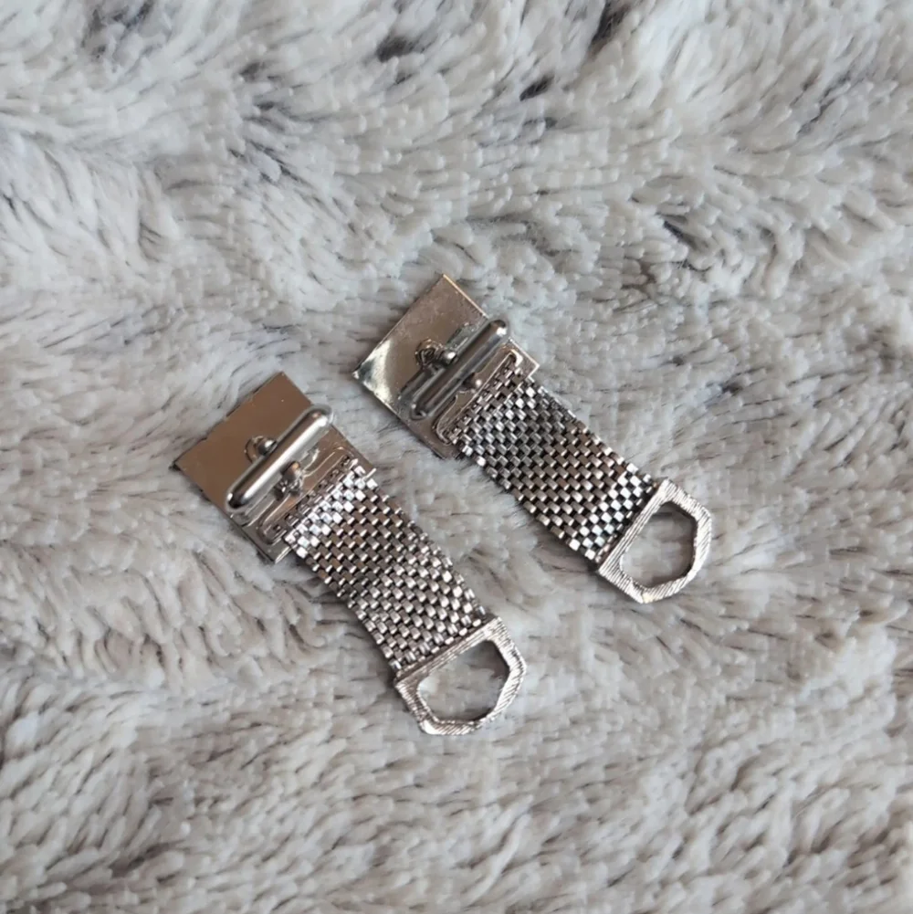 Vintage Silver Tone Mesh Wrap Cufflinks Mid Century Modern 1960s/70s